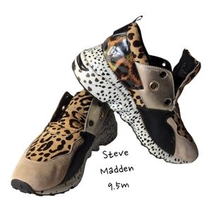 Steve Madden Sneaker Women's‎ Sizle 9 M black brown white platform